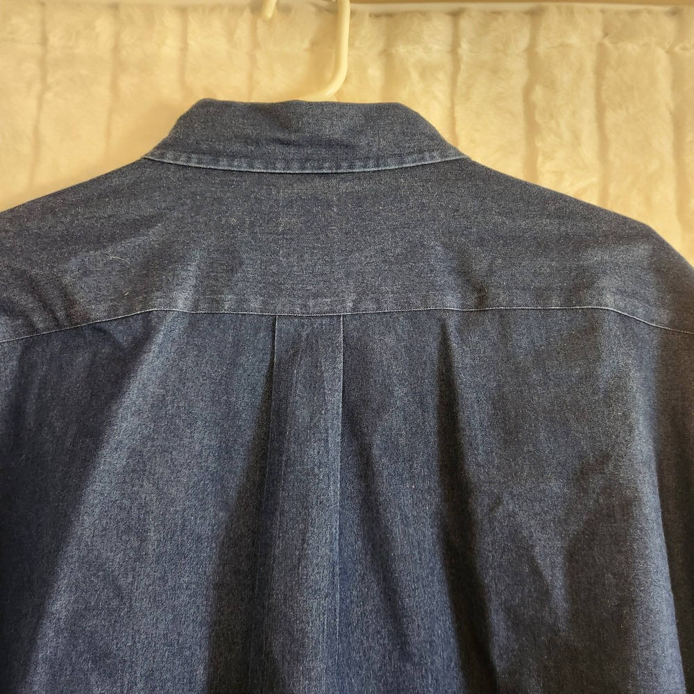 Brooks Brothers 346 Mens XL Blue Denim Long Sleeve Button Down Shirt All Cotton - Picture 10 of 12